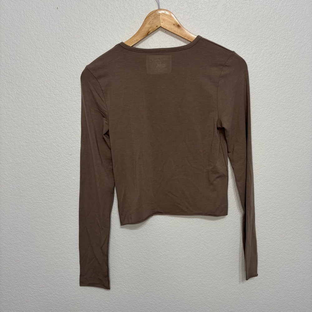 Anthropologie Womens Brown Long Sleeve Crewneck Jersey Top Small Earthy Layering - Picture 4 of 5